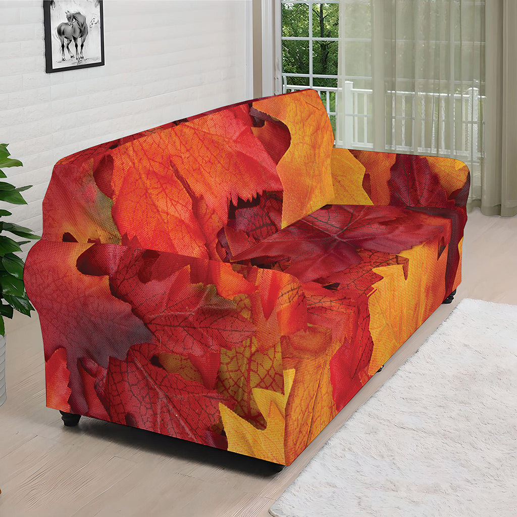 Autumn Maple Leaf Print Sofa Cover