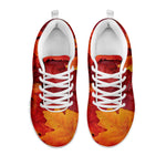 Autumn Maple Leaf Print White Sneakers