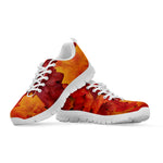 Autumn Maple Leaf Print White Sneakers