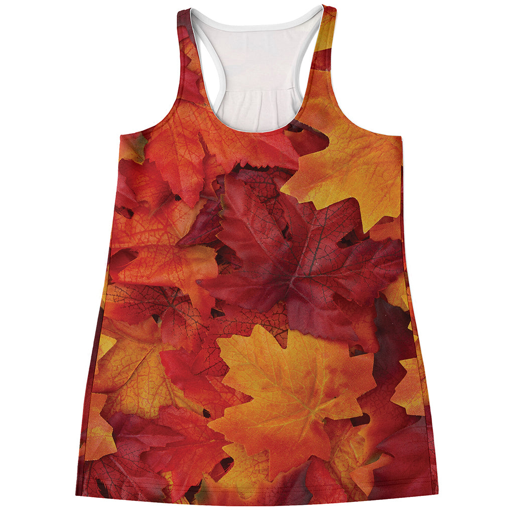 Autumn Maple Leaf Print Women's Racerback Tank Top