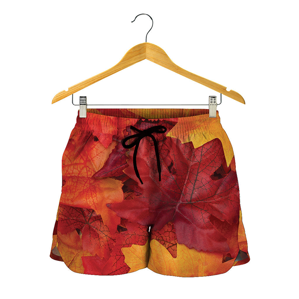 Autumn Maple Leaf Print Women's Shorts