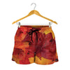 Autumn Maple Leaf Print Women's Shorts