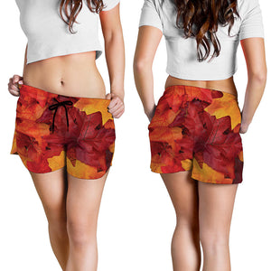 Autumn Maple Leaf Print Women's Shorts