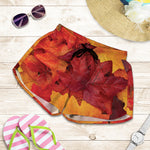 Autumn Maple Leaf Print Women's Shorts