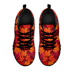 Autumn Maple Leaves Pattern Print Black Sneakers