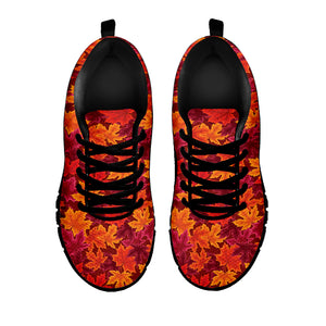 Autumn Maple Leaves Pattern Print Black Sneakers