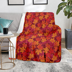 Autumn Maple Leaves Pattern Print Blanket