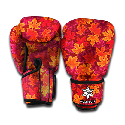 Autumn Maple Leaves Pattern Print Boxing Gloves