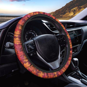 Autumn Maple Leaves Pattern Print Car Steering Wheel Cover