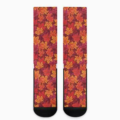 Autumn Maple Leaves Pattern Print Crew Socks