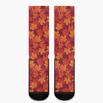 Autumn Maple Leaves Pattern Print Crew Socks