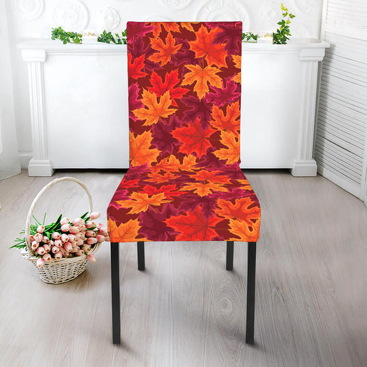 Autumn Maple Leaves Pattern Print Dining Chair Slipcover