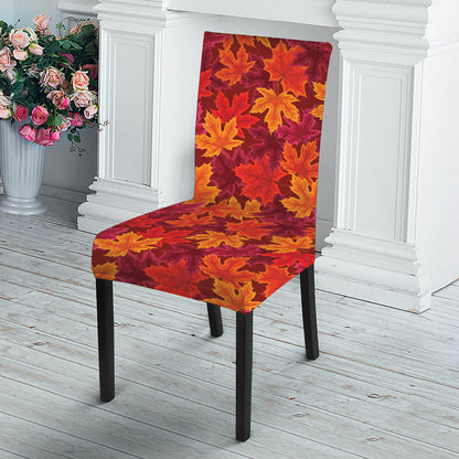 Autumn Maple Leaves Pattern Print Dining Chair Slipcover