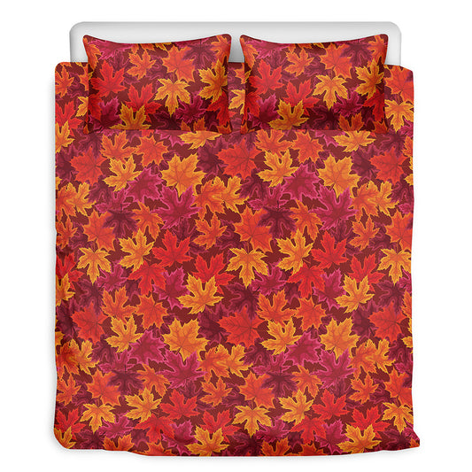 Autumn Maple Leaves Pattern Print Duvet Cover Bedding Set