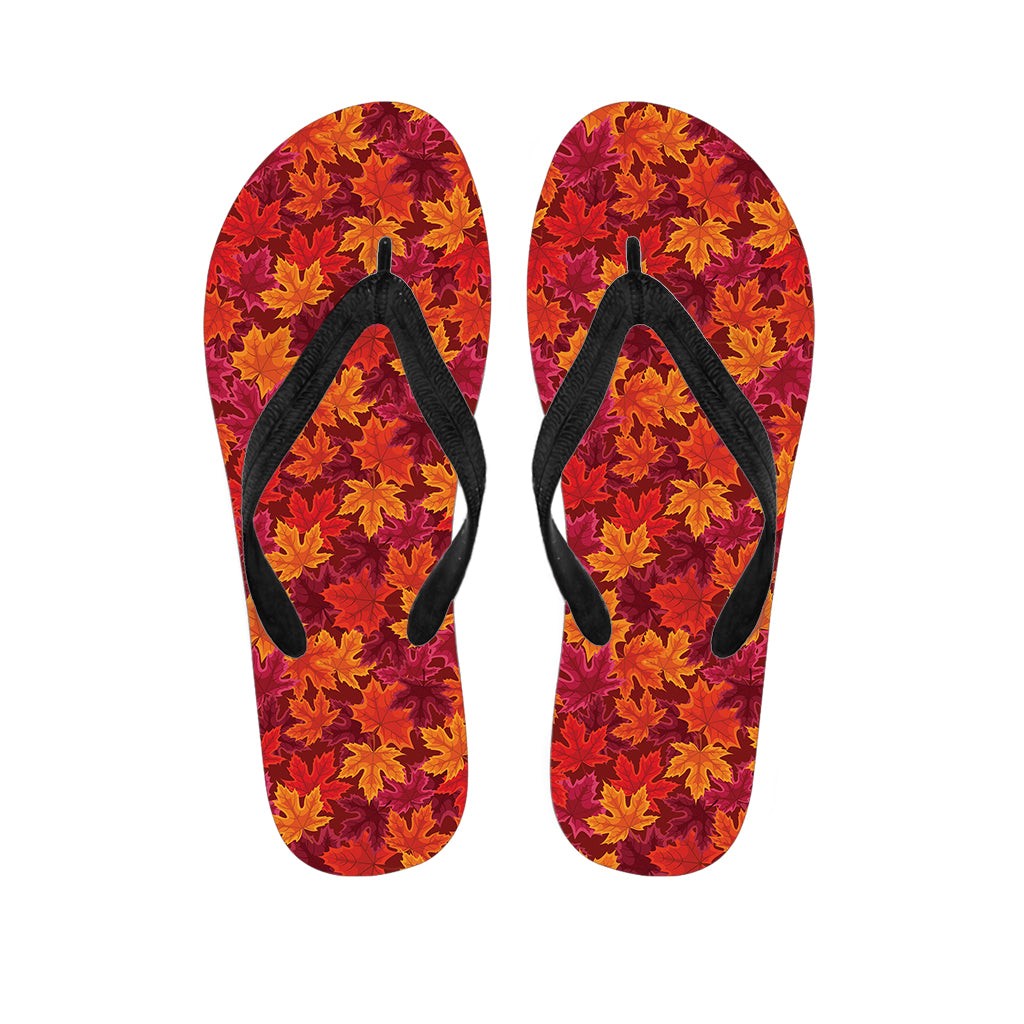 Autumn Maple Leaves Pattern Print Flip Flops