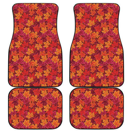 Autumn Maple Leaves Pattern Print Front and Back Car Floor Mats