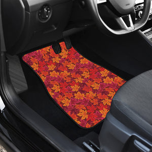 Autumn Maple Leaves Pattern Print Front and Back Car Floor Mats