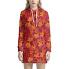 Autumn Maple Leaves Pattern Print Hoodie Dress