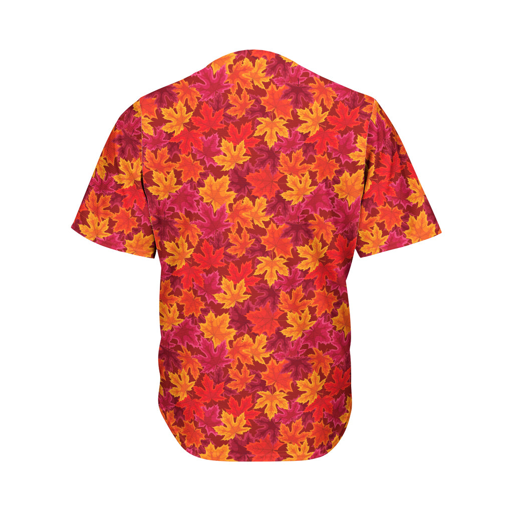 Autumn Maple Leaves Pattern Print Men's Baseball Jersey