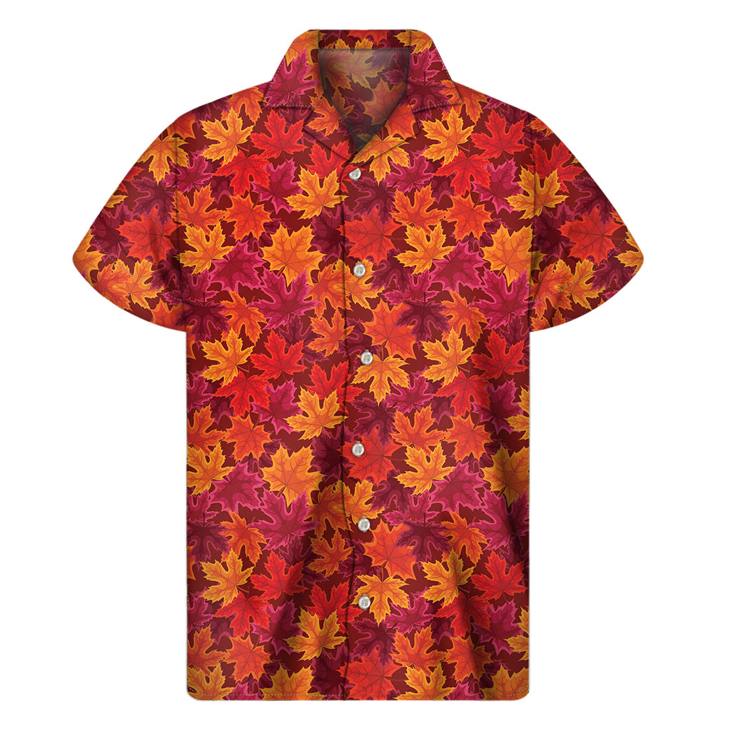 Men's Hawaiian Maple Leaf Printed Long Sleeve Shirt Fashion Casual