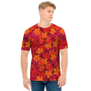 Autumn Maple Leaves Pattern Print Men's T-Shirt