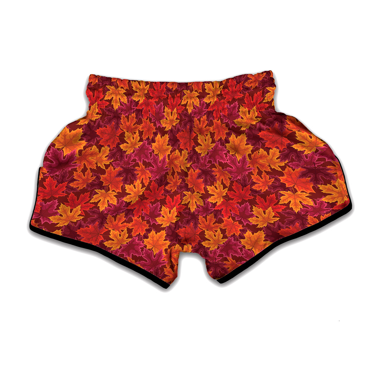 Autumn Maple Leaves Pattern Print Muay Thai Boxing Shorts