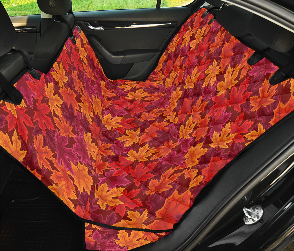 Autumn Maple Leaves Pattern Print Pet Car Back Seat Cover