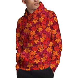 Autumn Maple Leaves Pattern Print Pullover Hoodie