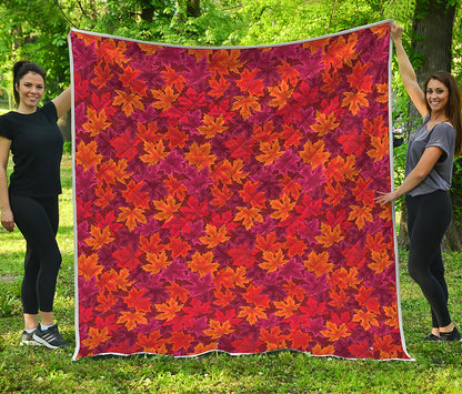 Autumn Maple Leaves Pattern Print Quilt