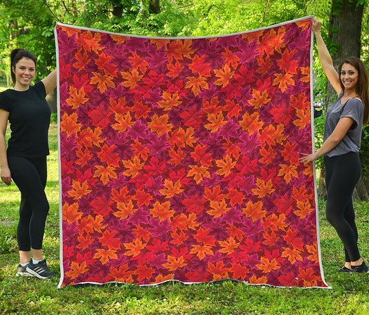 Autumn Maple Leaves Pattern Print Quilt