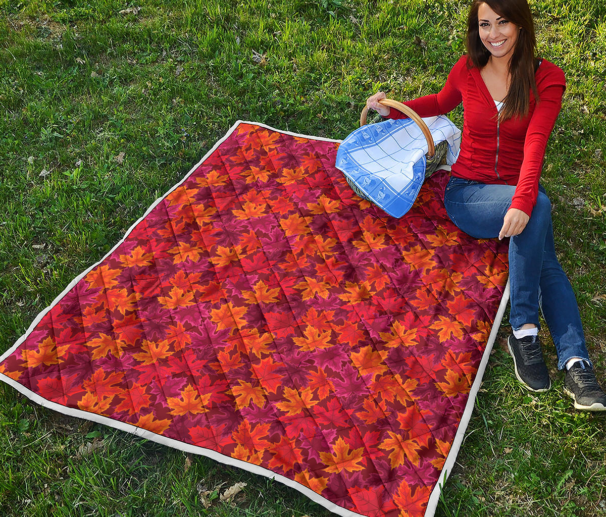Autumn Maple Leaves Pattern Print Quilt