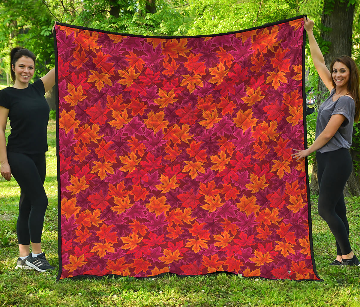 Autumn Maple Leaves Pattern Print Quilt