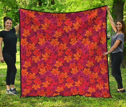 Autumn Maple Leaves Pattern Print Quilt
