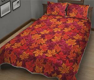 Autumn Maple Leaves Pattern Print Quilt Bed Set