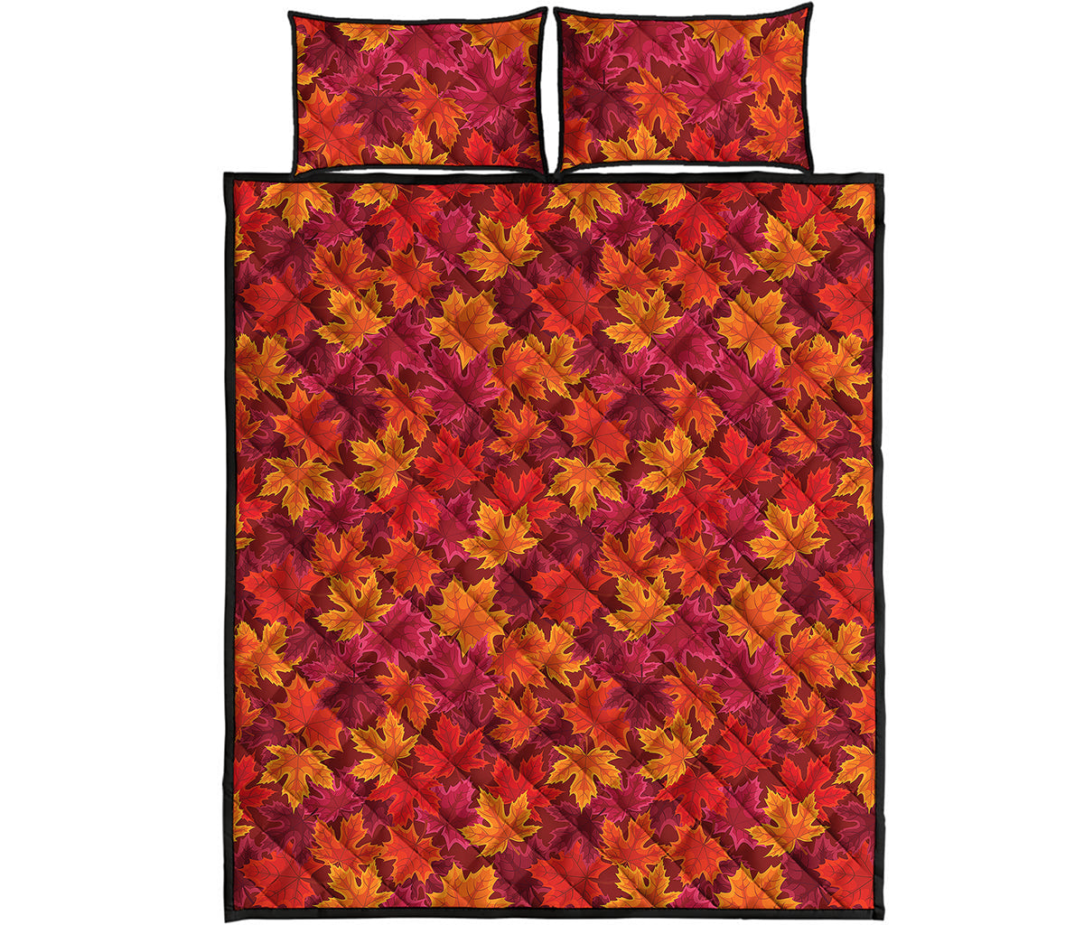 Autumn Maple Leaves Pattern Print Quilt Bed Set