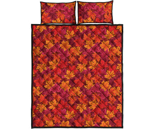 Autumn Maple Leaves Pattern Print Quilt Bed Set