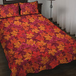 Autumn Maple Leaves Pattern Print Quilt Bed Set