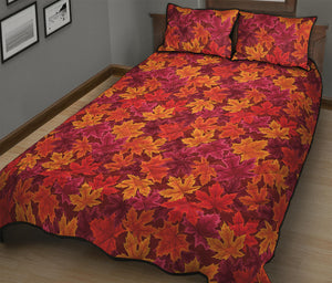 Autumn Maple Leaves Pattern Print Quilt Bed Set