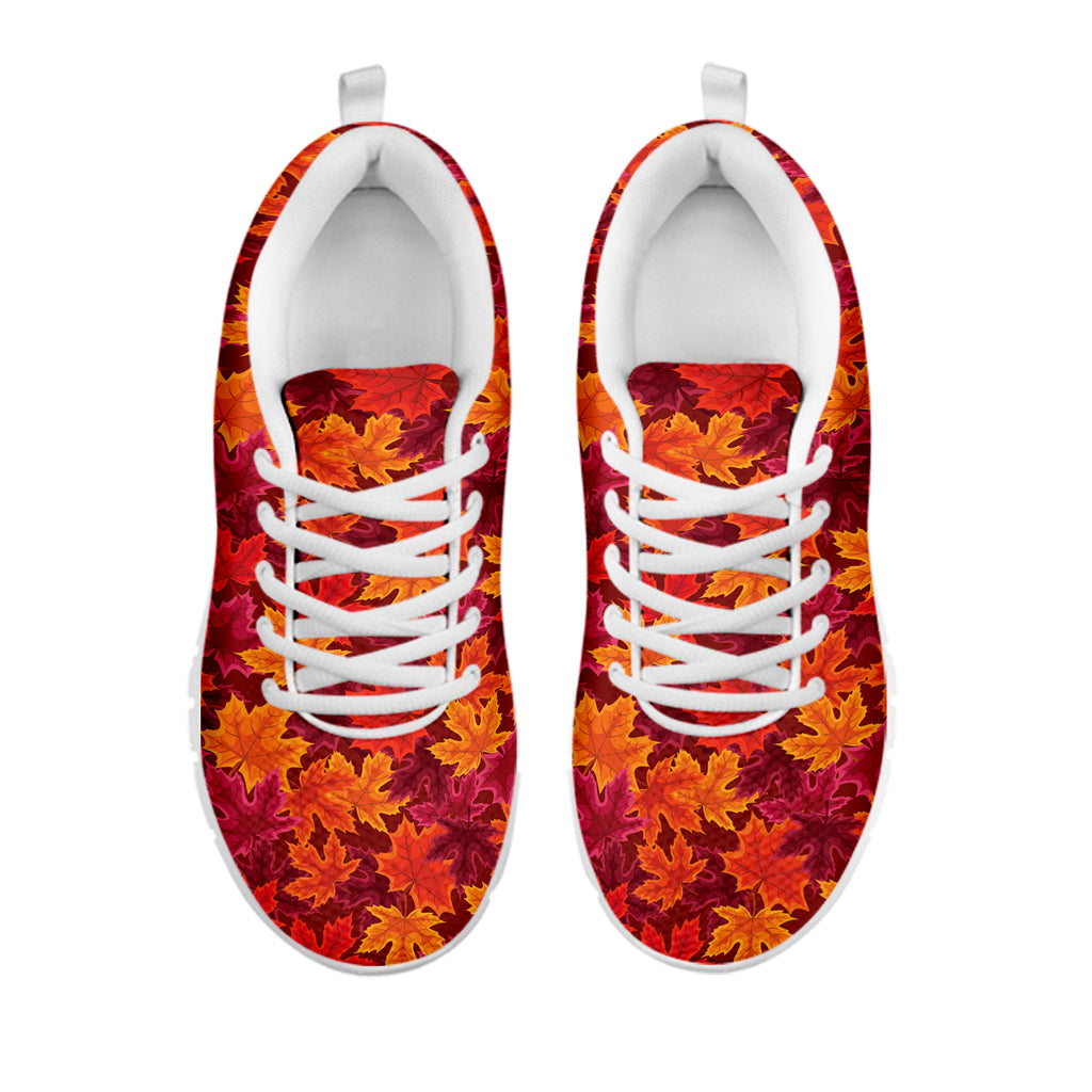 Autumn Maple Leaves Pattern Print White Sneakers