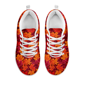 Autumn Maple Leaves Pattern Print White Sneakers