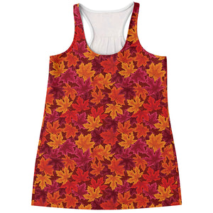 Autumn Maple Leaves Pattern Print Women's Racerback Tank Top