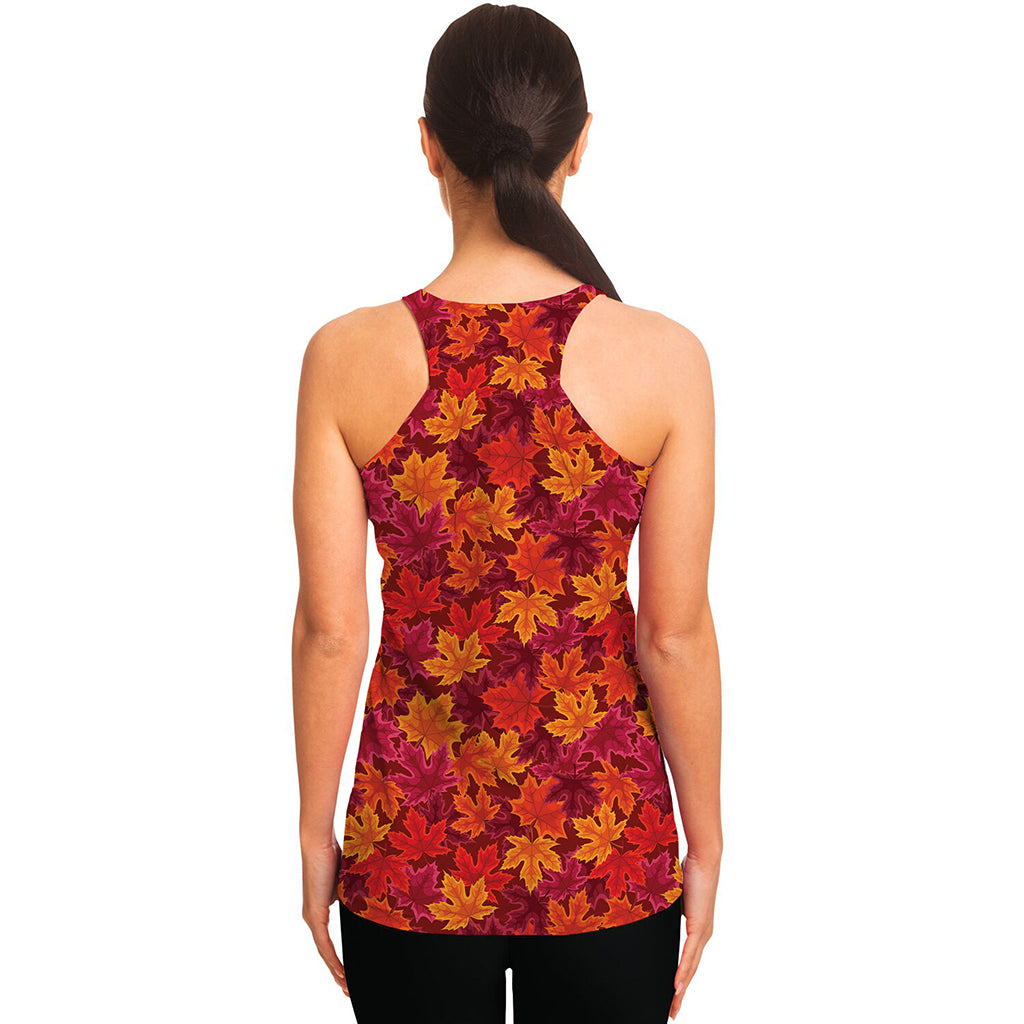 Autumn Maple Leaves Pattern Print Women's Racerback Tank Top