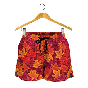 Autumn Maple Leaves Pattern Print Women's Shorts