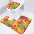 Autumn Maple Leaves Print 3 Piece Bath Mat Set
