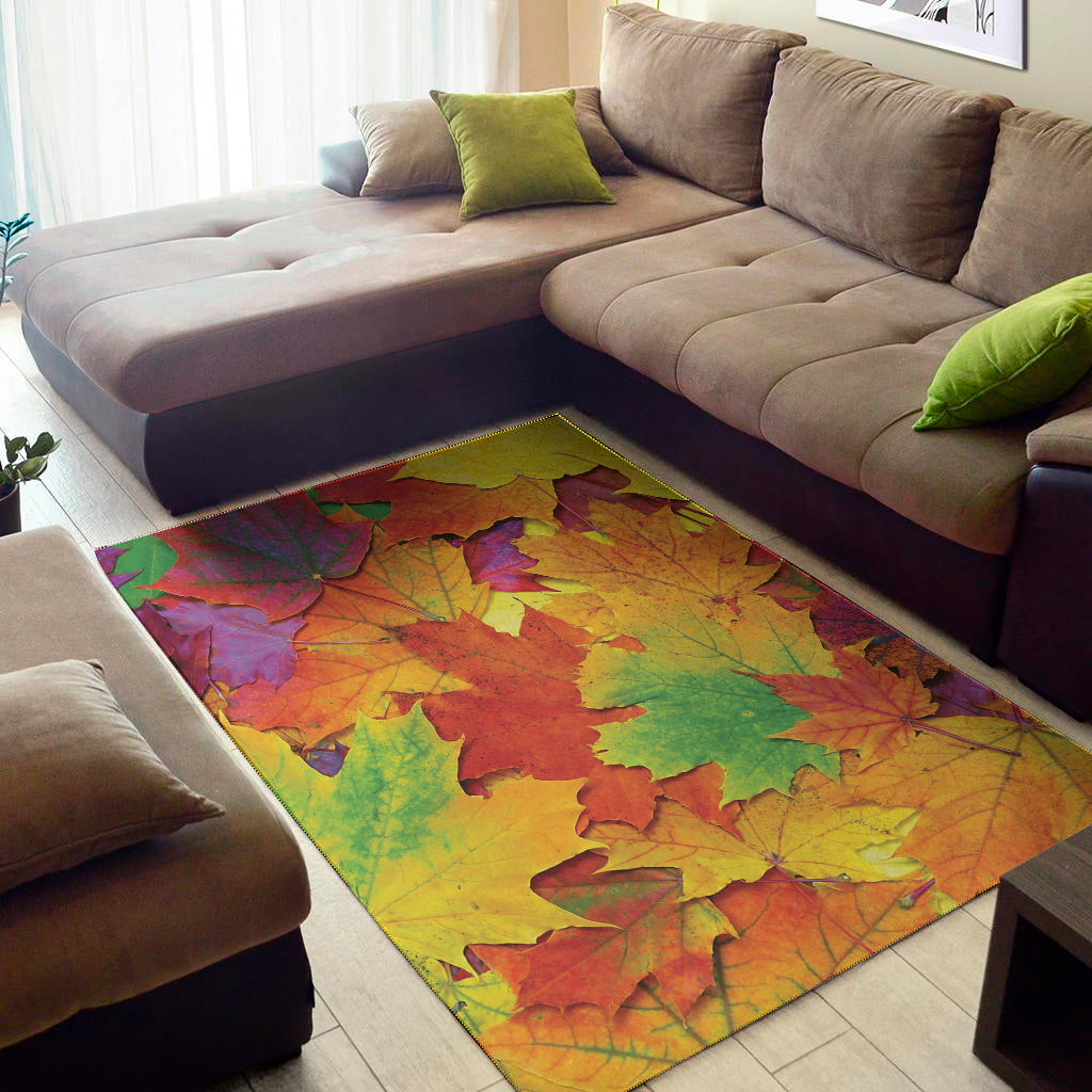 Autumn Maple Leaves Print Area Rug