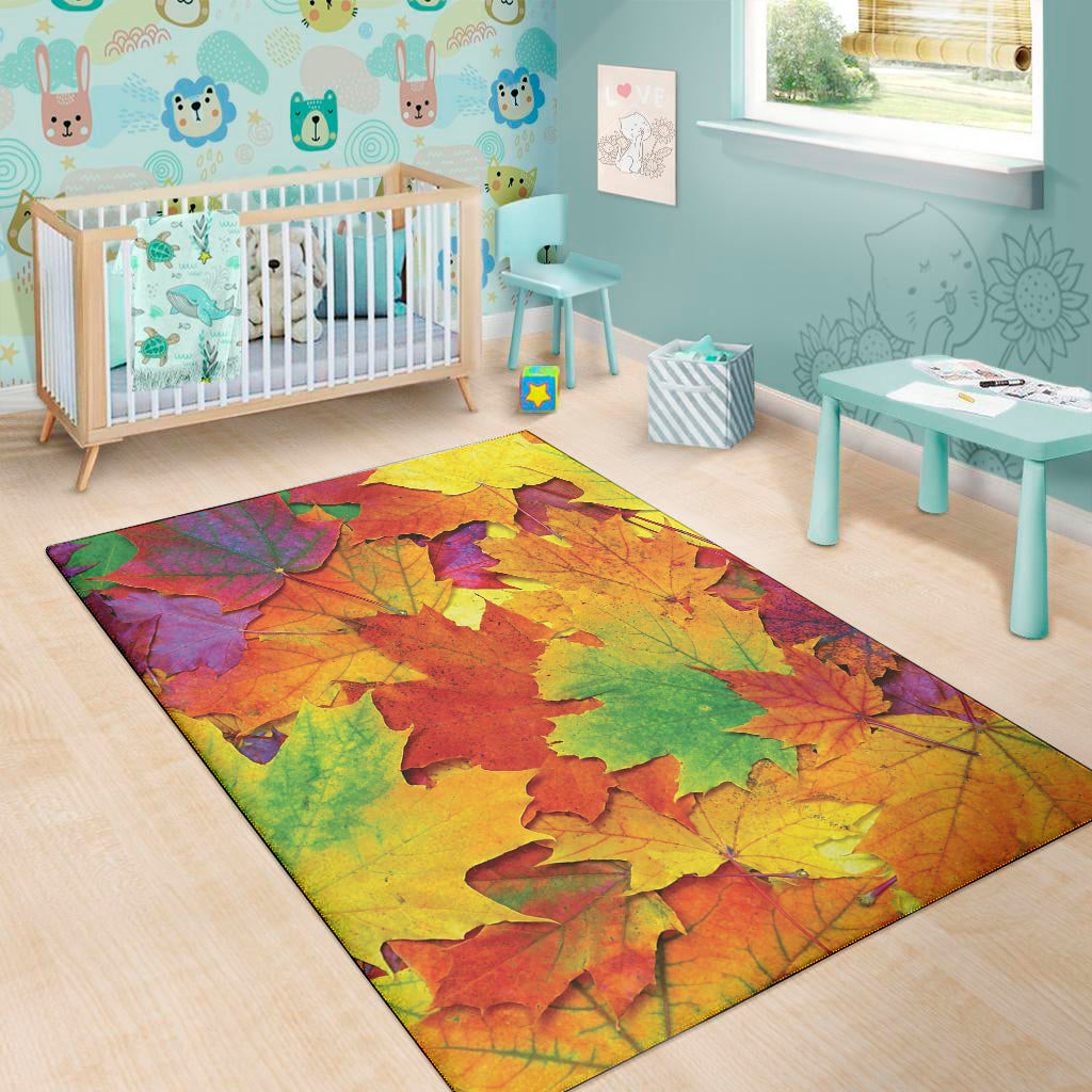 Autumn Maple Leaves Print Area Rug