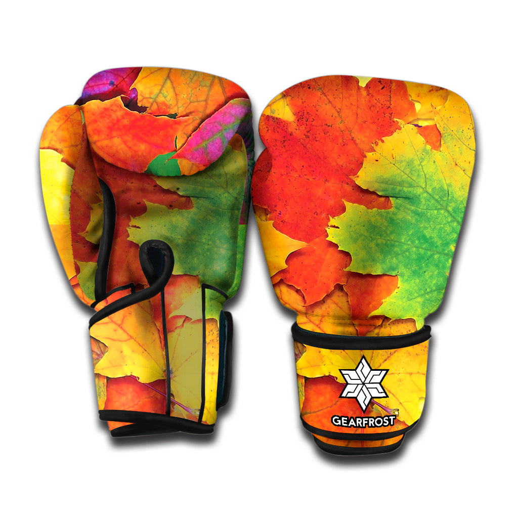 Autumn Maple Leaves Print Boxing Gloves