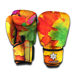 Autumn Maple Leaves Print Boxing Gloves