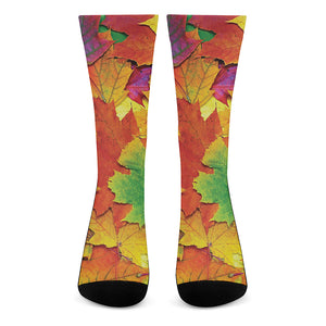 Autumn Maple Leaves Print Crew Socks