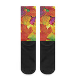 Autumn Maple Leaves Print Crew Socks